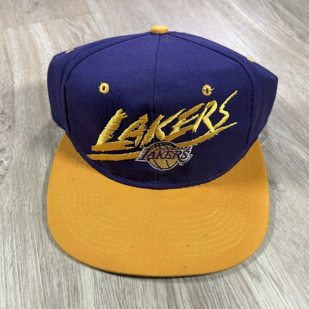 VTG Los Angeles Lakers Snapback Hat NBA  Basketball AJD Purple Yellow‎ Cap